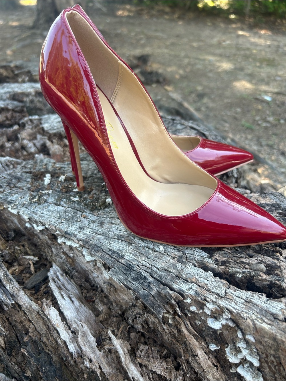 Red Patent Pointed-Toe Stiletto Pumps for Women